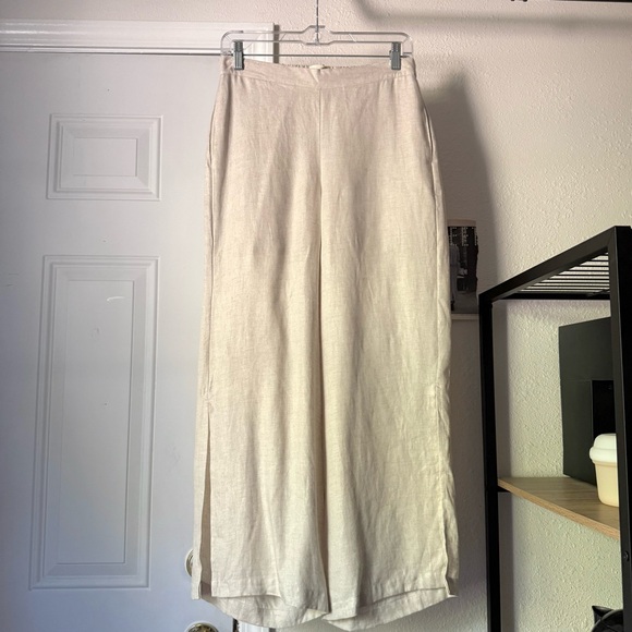 site-see Pants - NWT SITE-SEE cream ivory lyocell line wide leg pull on elastic cropped pants